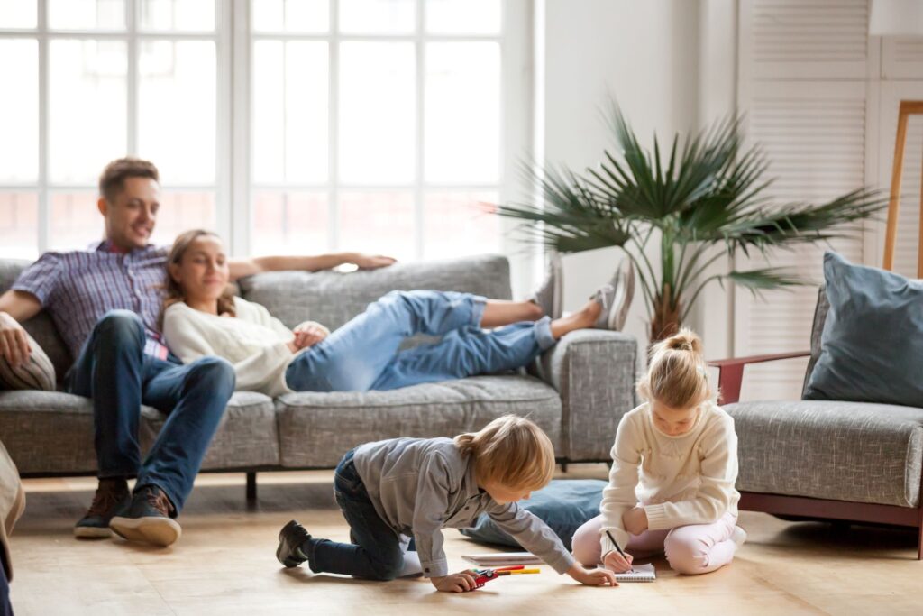 Family in living room